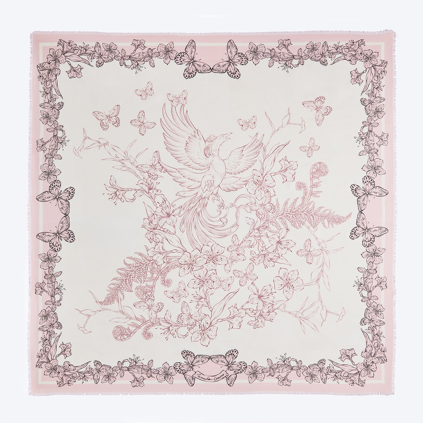 POST FATA RESURGO - Scialle 140x140cm (Rosa)
