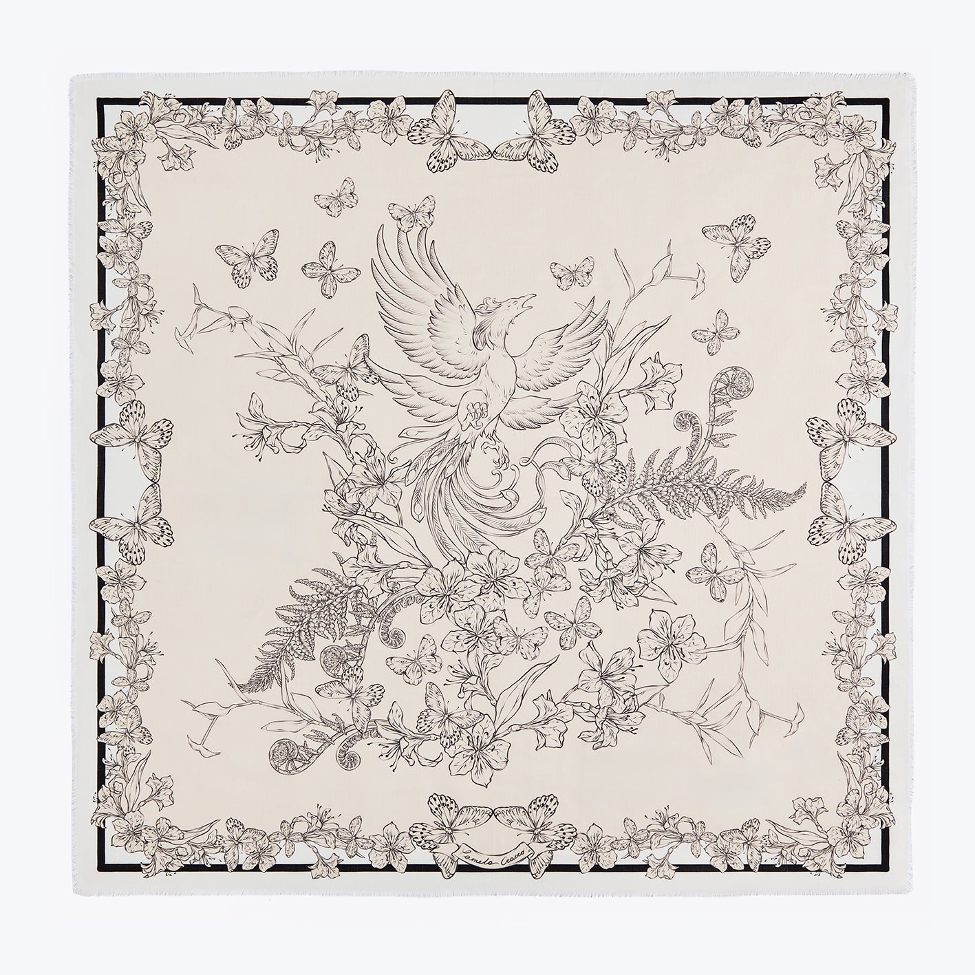 POST FATA RESURGO - Scialle 140x140cm (Avorio)