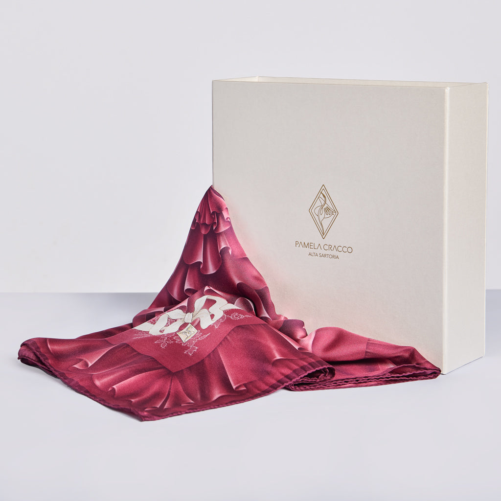 ROMANZA AETERNA Burgundy Silk Scarf