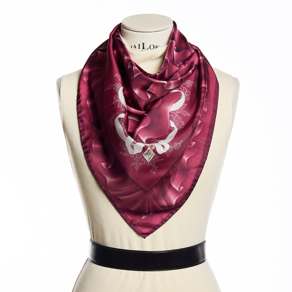 ROMANZA AETERNA Burgundy Silk Scarf