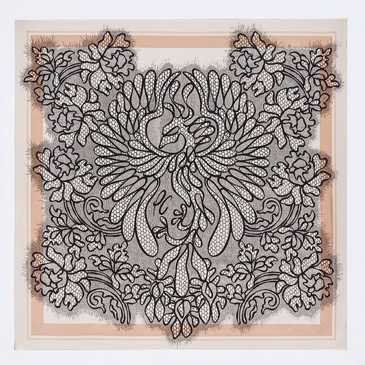 AMOR FATI - Silk scarf 90x90cm (Pastel Pink)